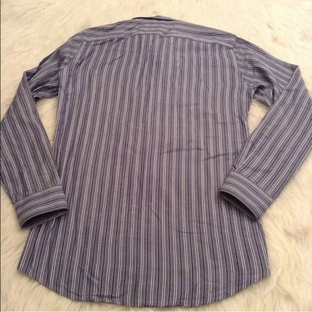 Mens Button Up Size 14 1/2 Blue Stripe Slim Fit Long‎ Sleeve Marc Anthony (BL)